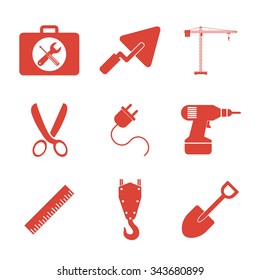 Working tools icon set. Flat design style eps 10