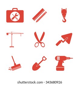 Working tools icon set. Flat design style eps 10