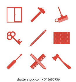 Working tools icon set. Flat design style eps 10