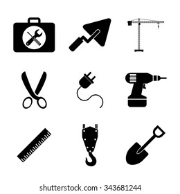 Working tools icon set. Flat design style eps 10