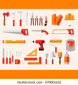 Working tools icon set, Hand tools set.