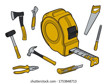 Working tools icon set vector illustration line art