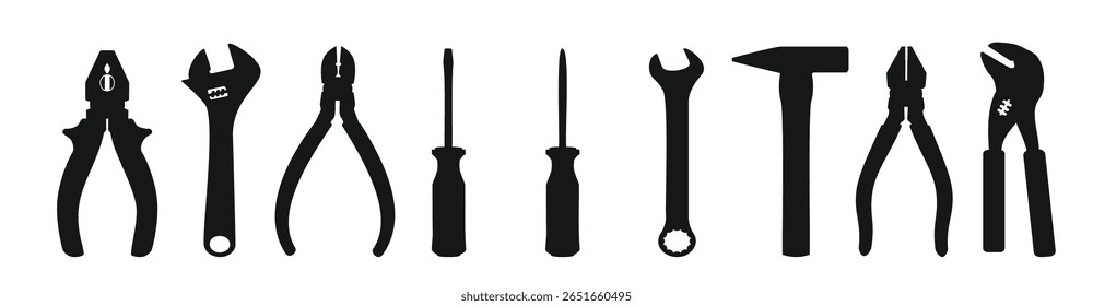 Ícones de Ferramentas de Trabalho. Coleção de ferramentas de trabalho. ícones do instrumento.