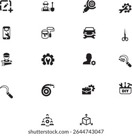 working tools icons set design 