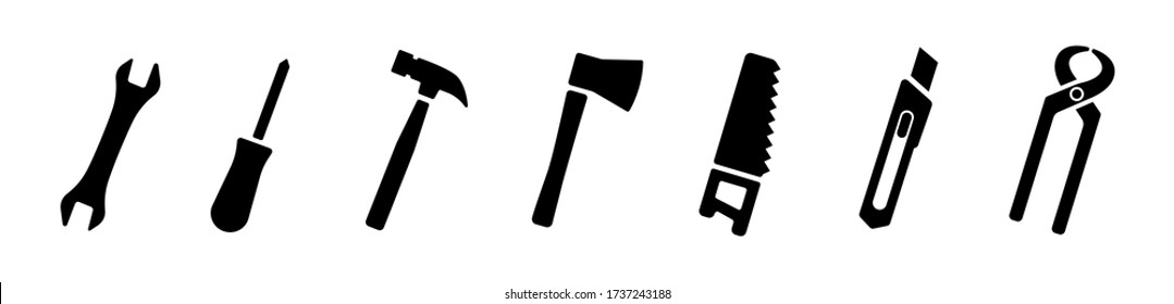 Herramientas de trabajo o conjunto de iconos de instrumentos