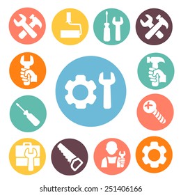 Working Tools isolated icons buttons set 