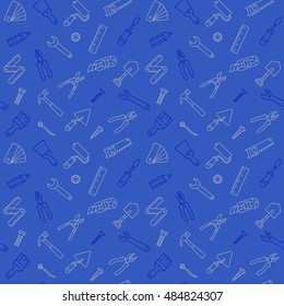 Working tools pattern seamless blue vector illustration