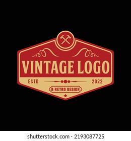 Working tools retro vintage logo style set and with vintage vector template