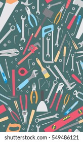 Working tools seamless pattern. Flat tools background. Vector illustration.