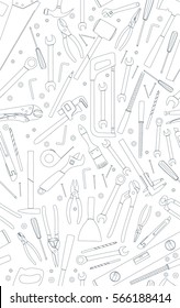 Working tools seamless pattern. Flat tools background. Vector illustration.