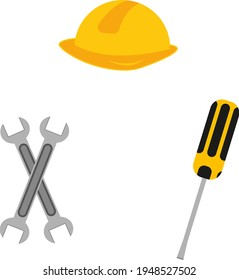 Ilustración vectorial de herramientas de trabajo sobre fondo blanco.