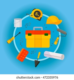 Working Tools Vector Logo Design Template. Construction Or Repair Icons