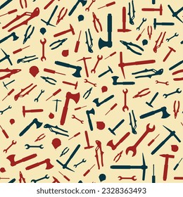Working tools vector seamless pattern. Labor day background.