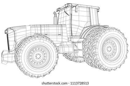 Working Tractor Vector. Created illustration of 3d.