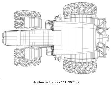 Working Tractor Vector. Created illustration of 3d.