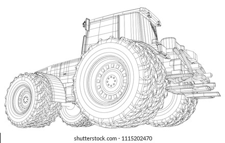 Working Tractor Vector. Created illustration of 3d.