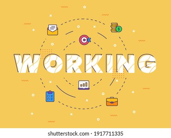 working typography calligraphy word art with filled color style