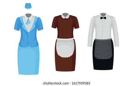 Working Uniform Vector Set. Wear and Clothing Suit for Different Occupation Collection