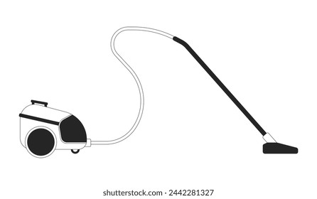 Working vacuum cleaner 2D linear cartoon object. Housekeeping hygiene. Appliance for household isolated vector outline item. Cleaning service equipment monochromatic flat spot illustration