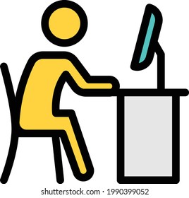 working vector color line icon