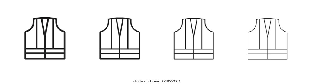 Arbeitswesten-Symbole, Satz von linearen Symbolen. Schwarze lineare Palmensymbole