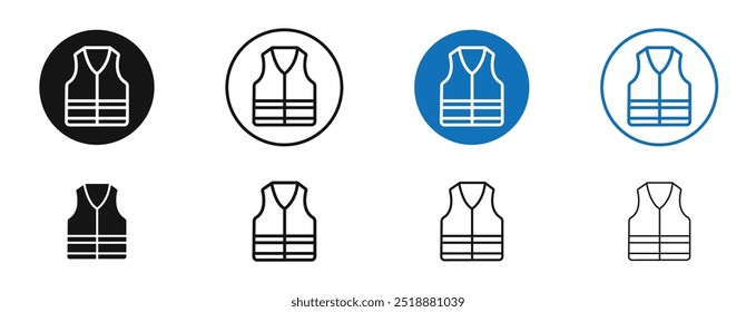 Working vest vector icon in black and blue colors