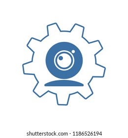 Working is video surveillance. Vector icon.
