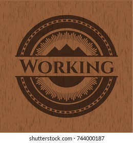 Working vintage wooden emblem