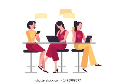 Working web banner concept. People working at the desk, corporate business. Website page design. Flat vector illustration