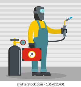 Working welder icon. Flat illustration of working welder vector icon for web