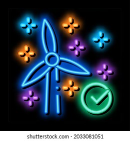 working windmill neon light sign vector. Glowing bright icon working windmill sign. transparent symbol illustration