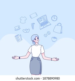Working woman character design of vector.