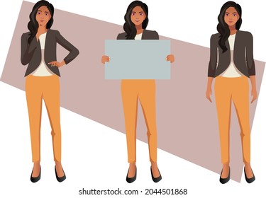 working woman character in different poses set vector indian style