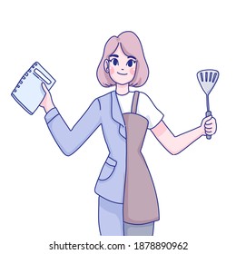 Working woman character illustration design of vector.
