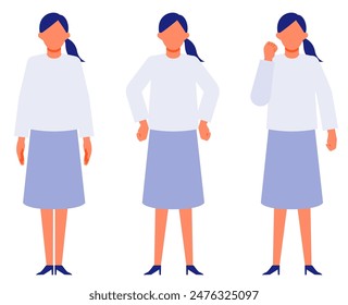 Working Woman. Concept for Problem Solving. Woman cartoon character. People face profiles avatars and icons. Close up image of Problem Solving Woman. Vector flat illustration.