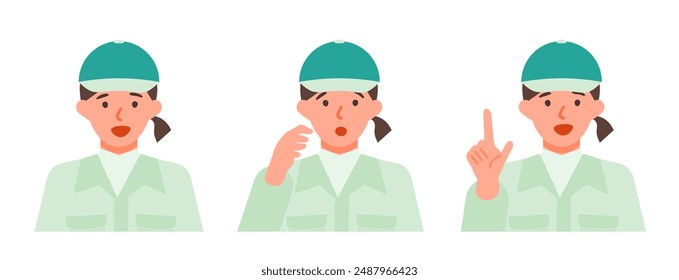 Working Woman. Concept for Problem Solving. Woman cartoon character. People face profiles avatars and icons. Close up image of Problem Solving Woman. Vector flat illustration.