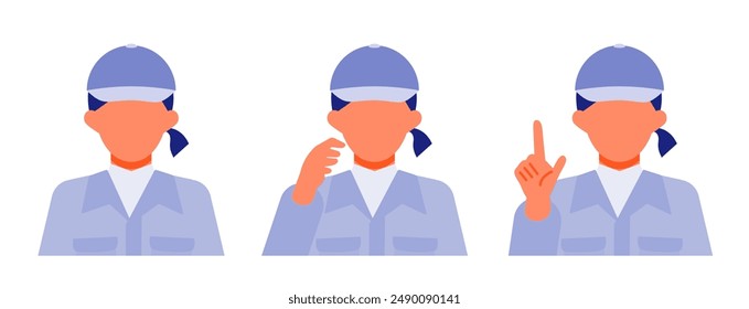 Working Woman. Concept for Problem Solving. Woman cartoon character. People face profiles avatars and icons. Close up image of Problem Solving Woman. Vector flat illustration.