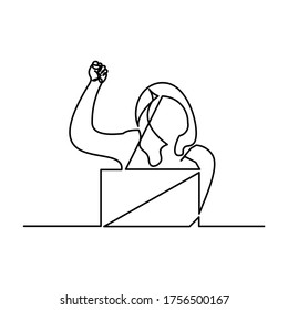 dibujo de línea continua de la mujer trabajadora
