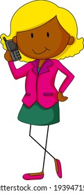 Working woman doodle cartoon character illustration