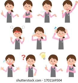 Working woman facial expression illustration