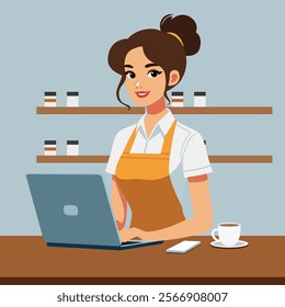 Working woman flat design illustration scene