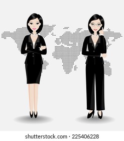 working woman on duty, business vector illustration.