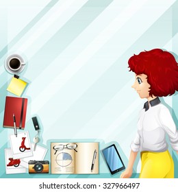 Working woman and other accessories illustration