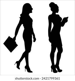 working woman silhouette vector illustration