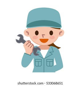 Working woman with spanner