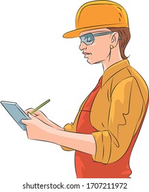 Mujer trabajadora escribe notas con bolígrafo