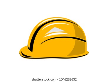 Working yellow helmet (isolated image) protection and safety at work