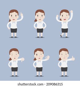 Workingwoman,action set - Vector 