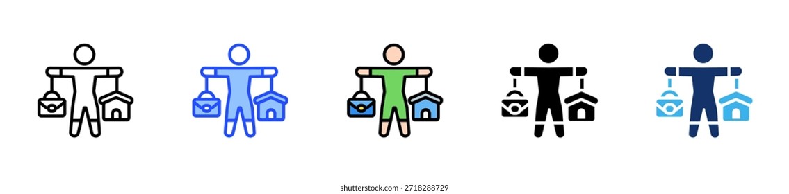 Colección De Iconos De Equilibrio De Vida Laboral Con Múltiples Estilos