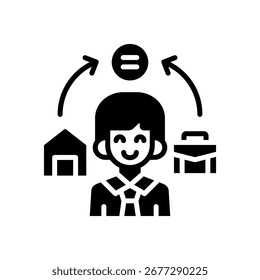 Ilustración vectorial de glifos de icono de equilibrio entre vida laboral y personal